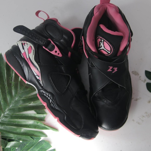 Jordan Shoes - Nike AIr Jordan 8 Black Pink Sneaker 002563 size 4.5youth/6womens